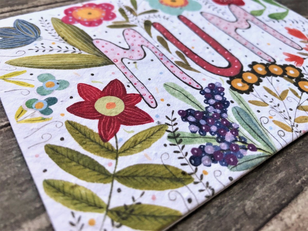Plantable Seed Paper Birthday Card, Blank Inside, Birthday Card for Mum ,Happy Birthday Mum card ,Birthday gift for mum, Mum's Birthday card - Erika's Whimsical Art