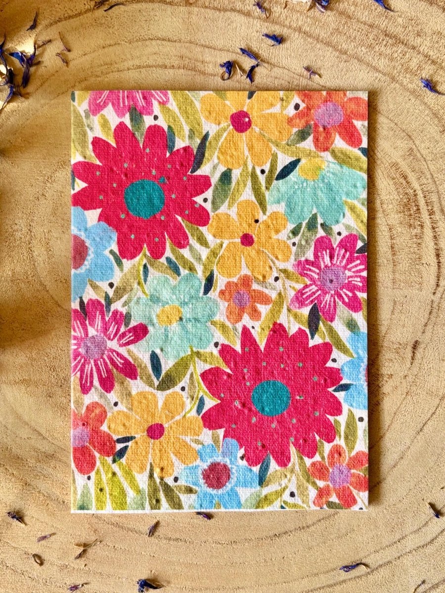 Plantable Seed Paper Birthday Card: Floral Eco - Friendly A6 - Erika's Whimsical Art