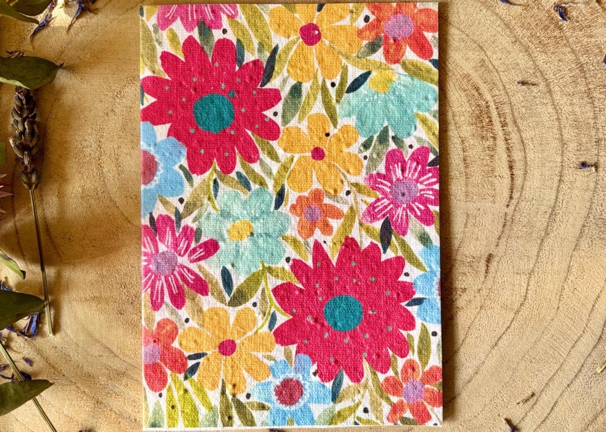 Plantable Seed Paper Birthday Card: Floral Eco - Friendly A6 - Erika's Whimsical Art