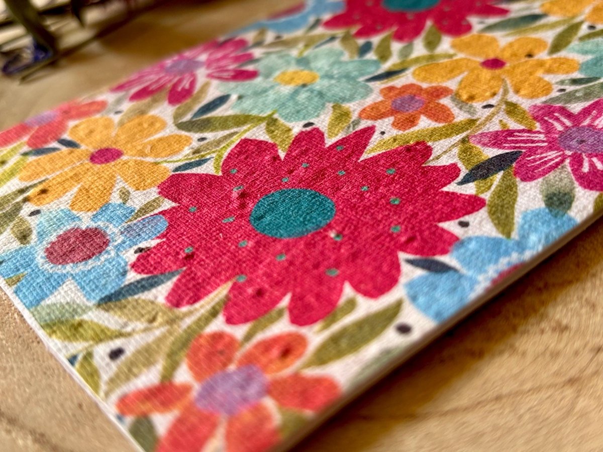 Plantable Seed Paper Birthday Card: Floral Eco - Friendly A6 - Erika's Whimsical Art