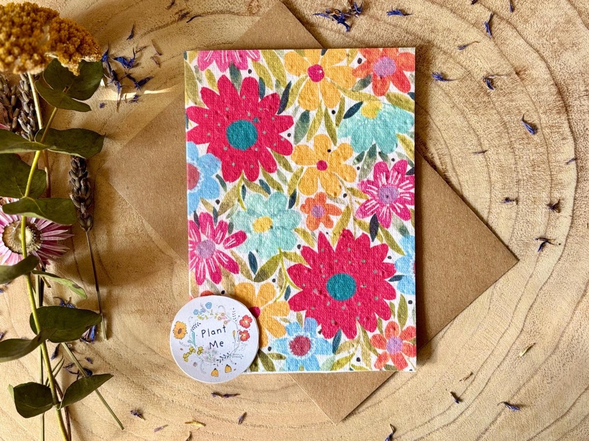Plantable Seed Paper Birthday Card: Floral Eco - Friendly A6 - Erika's Whimsical Art
