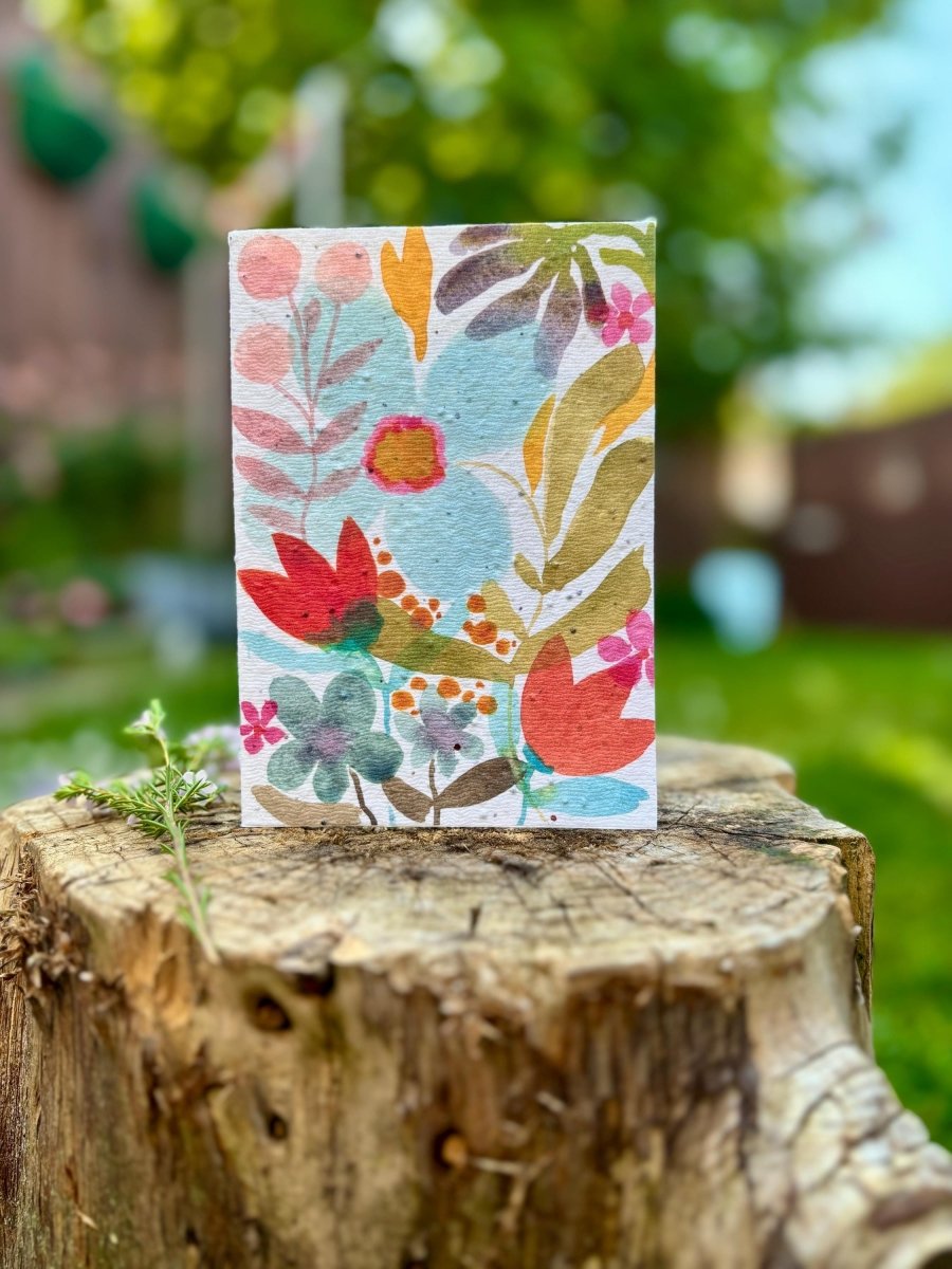 Plantable Seed Paper Birthday Card: Floral Eco - Friendly Card - Erika's Whimsical Art