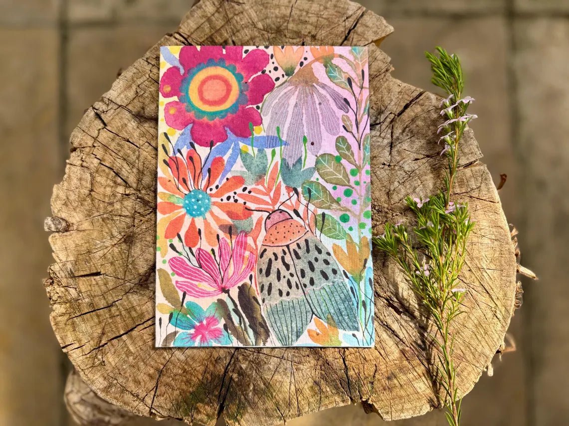 Plantable Seed Paper Birthday Card: Floral Handmade Card - Erika's Whimsical Art