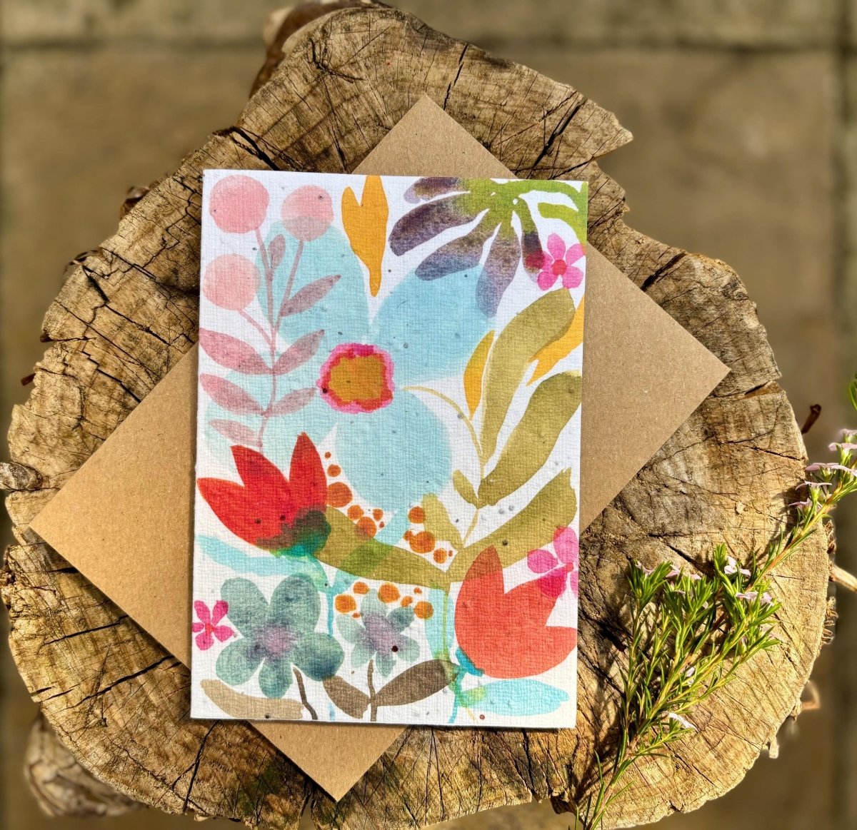 Plantable Seed Paper Birthday Card: Floral Eco - Friendly Card - Erika's Whimsical Art