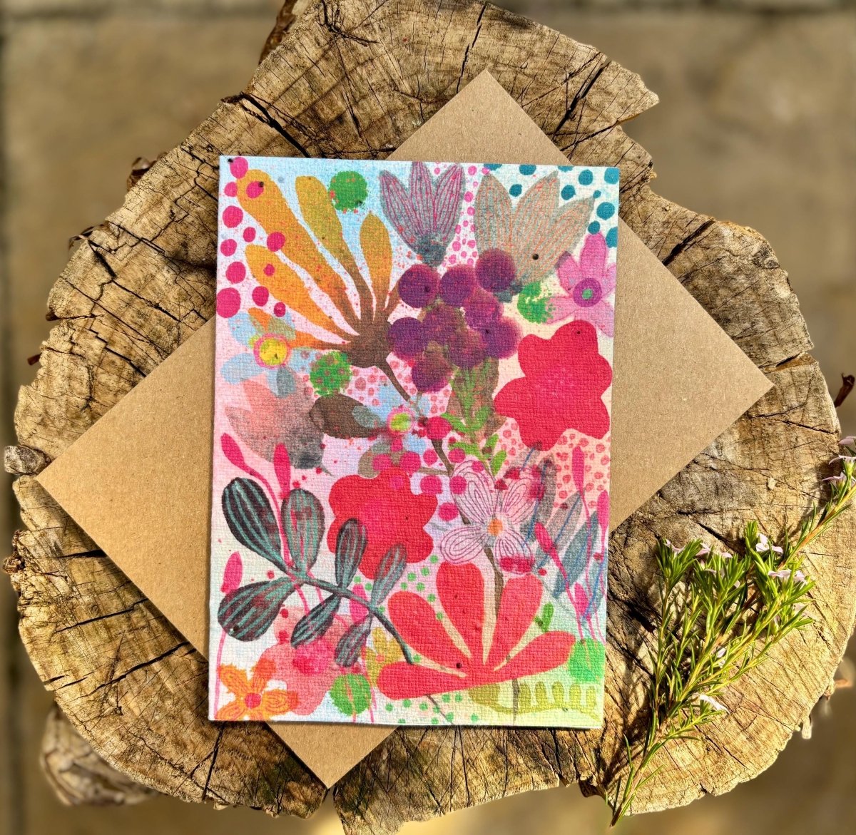Plantable Seed Paper Birthday Card: Floral Eco - Friendly Card - Erika's Whimsical Art