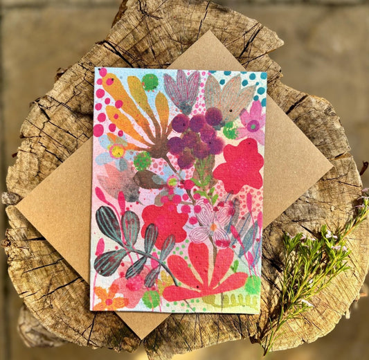 Plantable Seed Paper Birthday Card: Floral Eco - Friendly Card - Erika's Whimsical Art