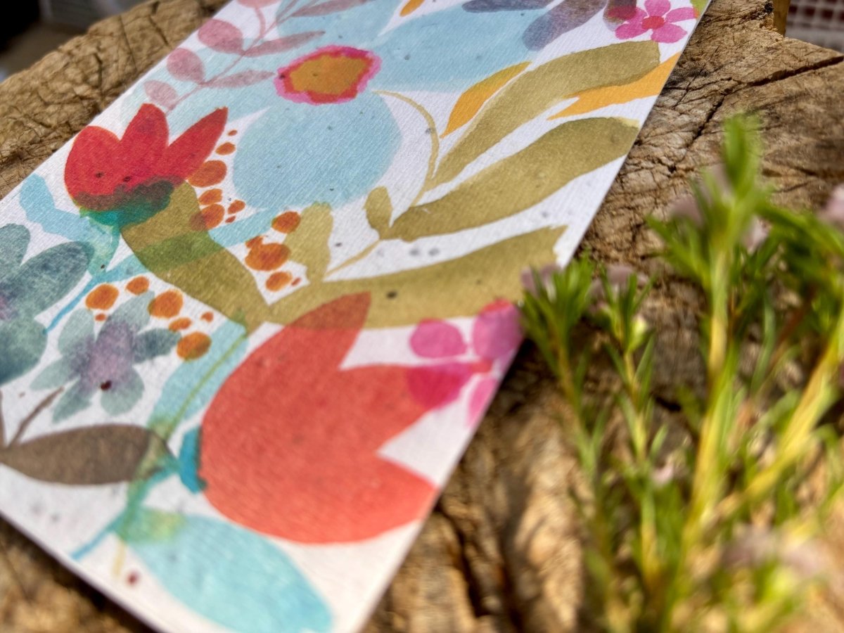 Plantable Seed Paper Birthday Card: Floral Eco - Friendly Card - Erika's Whimsical Art