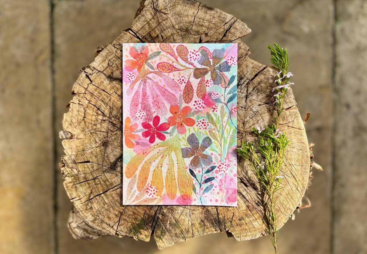 Plantable Seed Paper Birthday Card: Floral Eco - Friendly Card - Erika's Whimsical Art