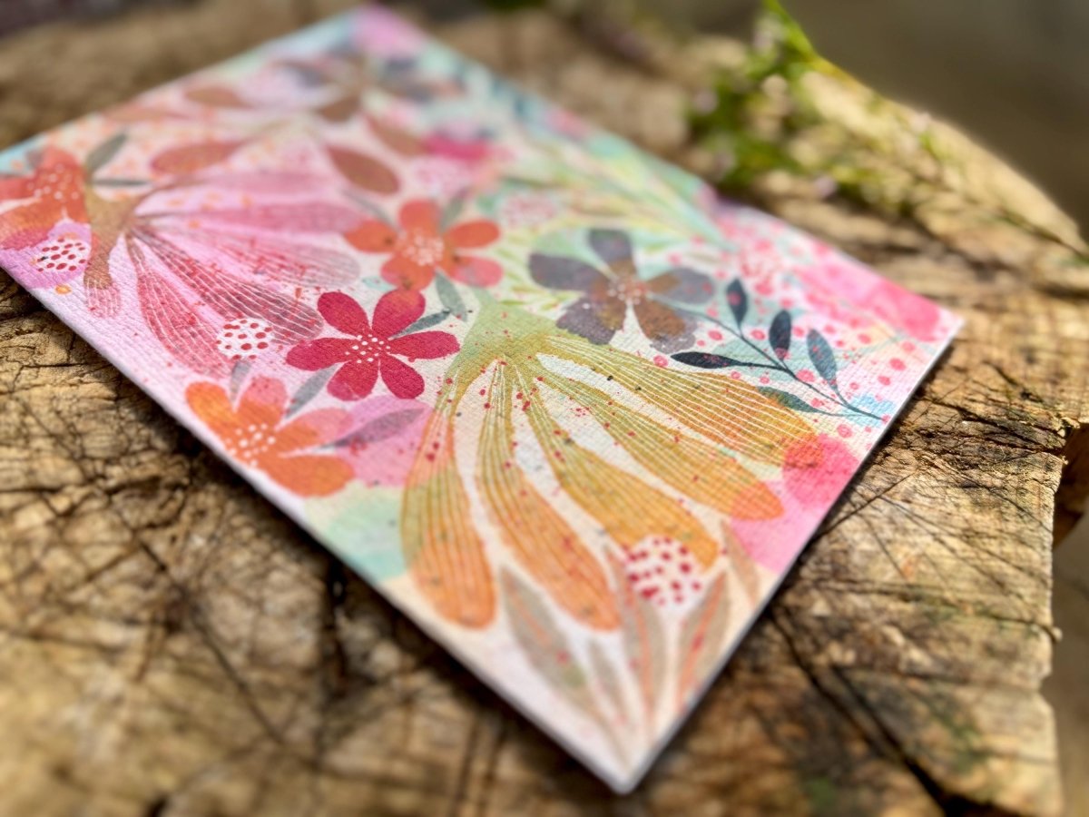 Plantable Seed Paper Birthday Card: Floral Eco - Friendly Card - Erika's Whimsical Art