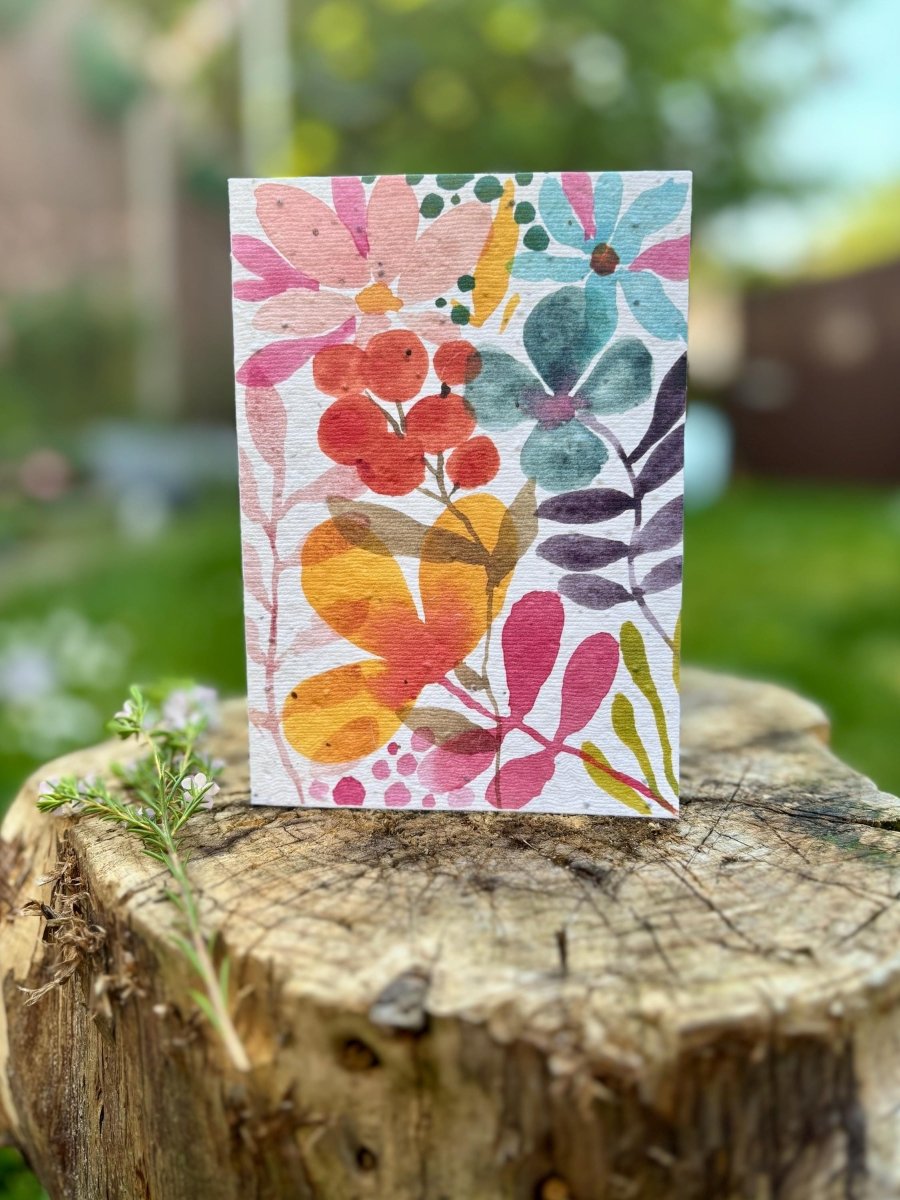 Plantable Seed Paper Birthday Card: Floral Eco - Friendly Card - Erika's Whimsical Art
