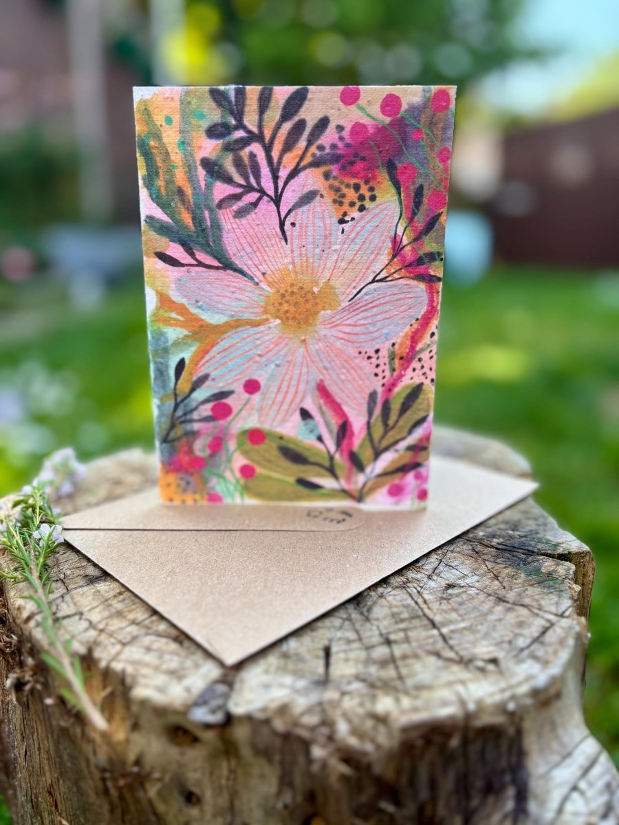 Plantable Seed Paper Birthday Card: Floral Eco - Friendly Card - Erika's Whimsical Art