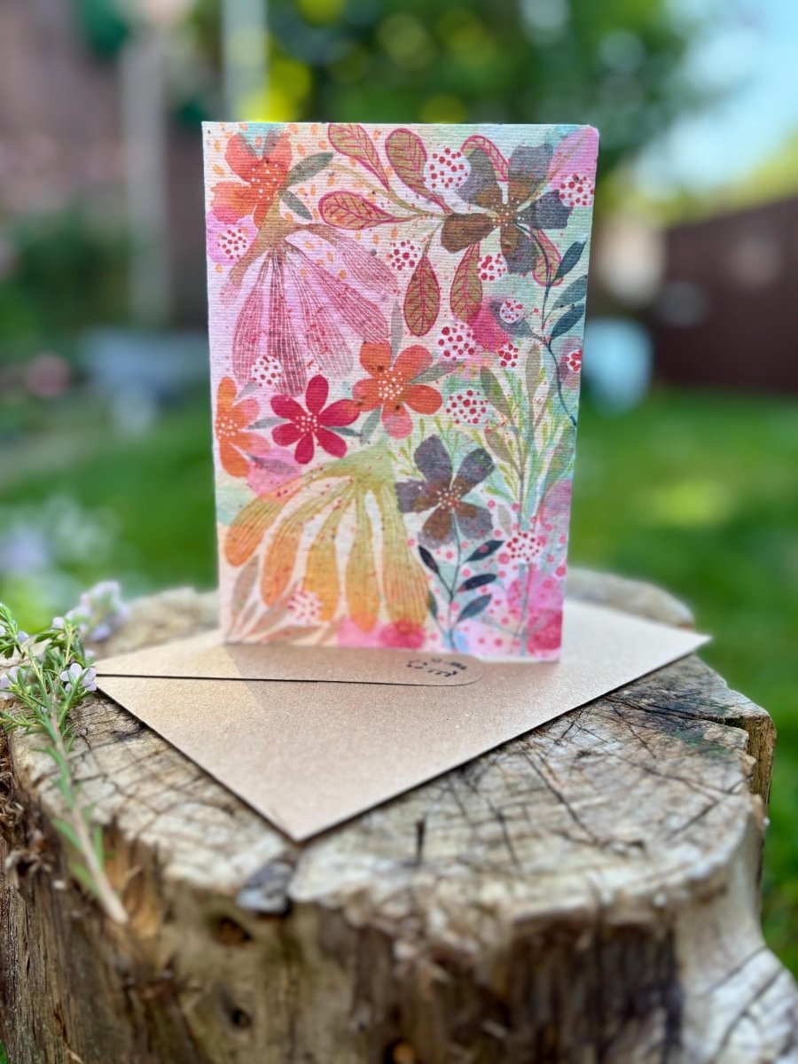 Plantable Seed Paper Birthday Card: Floral Eco - Friendly Card - Erika's Whimsical Art