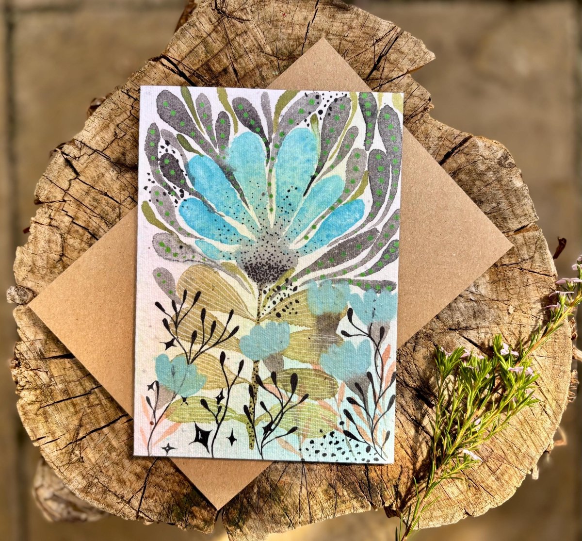 Plantable Seed Paper Birthday Card: Floral Eco - Friendly Card - Erika's Whimsical Art