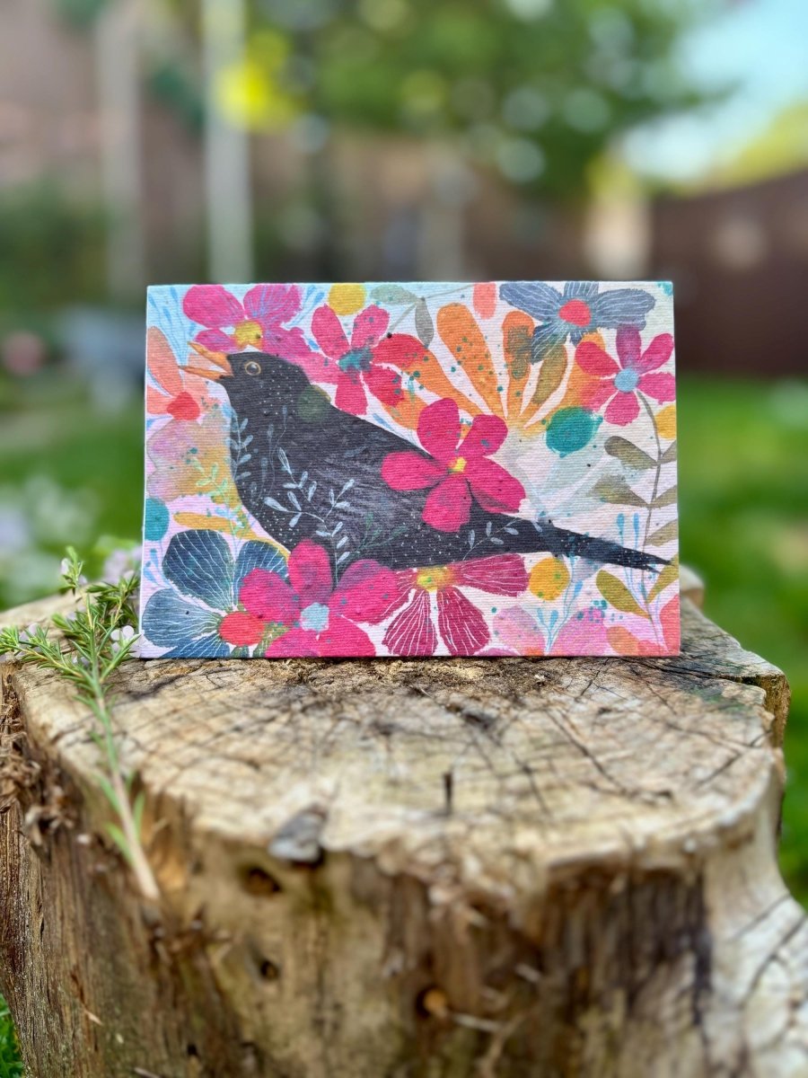 Plantable Seed Paper Birthday Card: Floral Eco - Friendly Card - Erika's Whimsical Art