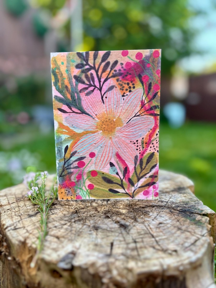 Plantable Seed Paper Birthday Card: Floral Eco - Friendly Card - Erika's Whimsical Art