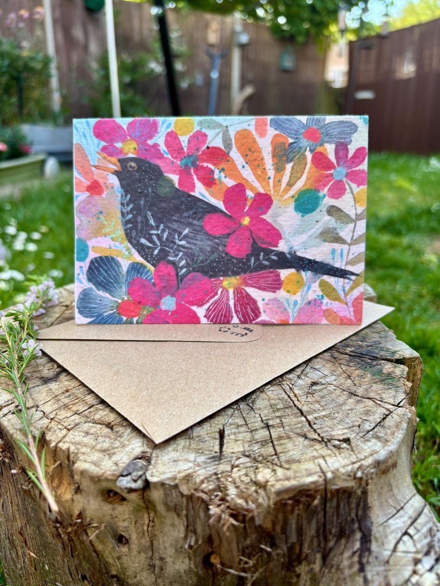 Plantable Seed Paper Birthday Card: Floral Eco - Friendly Card - Erika's Whimsical Art