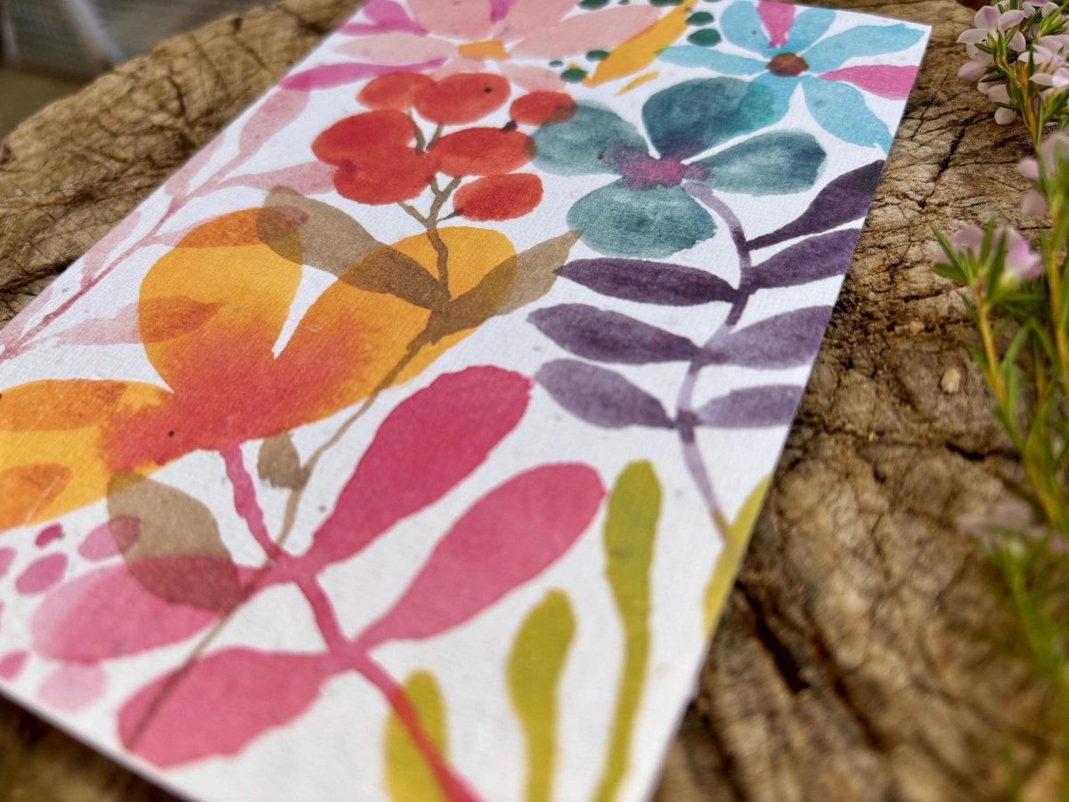 Plantable Seed Paper Birthday Card: Floral Eco - Friendly Card - Erika's Whimsical Art