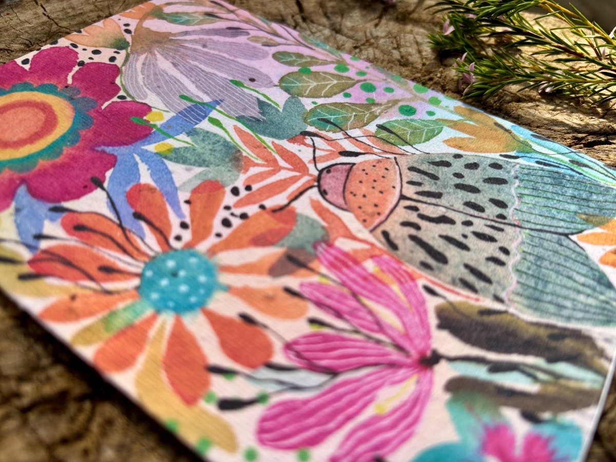 Plantable Seed Paper Birthday Card: Floral Eco - Friendly Card - Erika's Whimsical Art