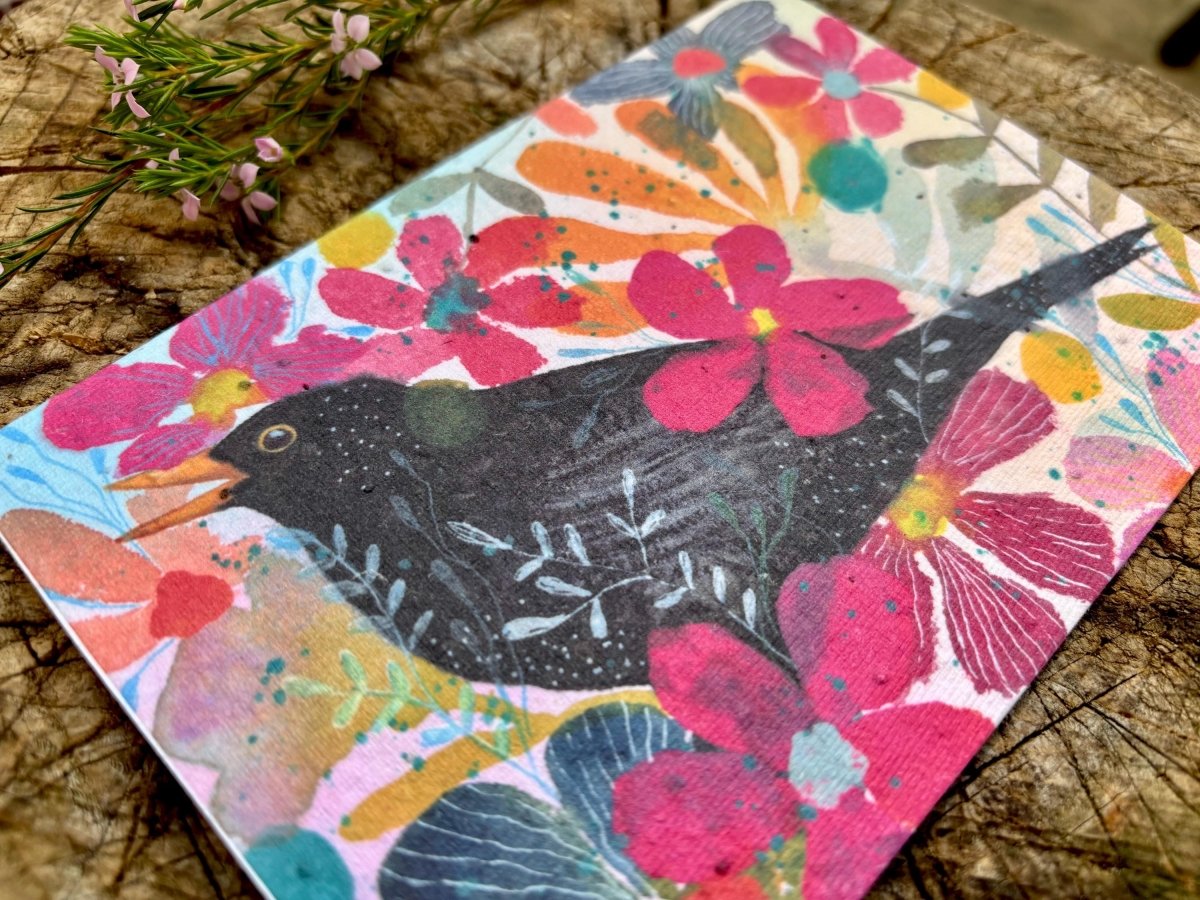 Plantable Seed Paper Birthday Card: Floral Eco - Friendly Card - Erika's Whimsical Art