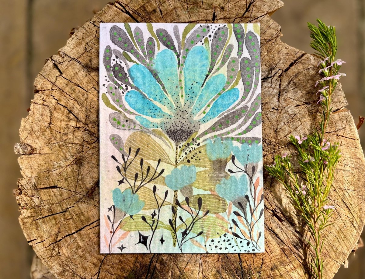 Plantable Seed Paper Birthday Card: Floral Eco - Friendly Card - Erika's Whimsical Art