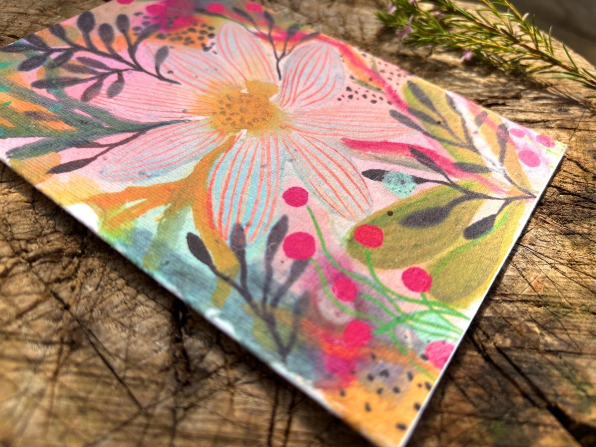 Plantable Seed Paper Birthday Card: Floral Eco - Friendly Card - Erika's Whimsical Art