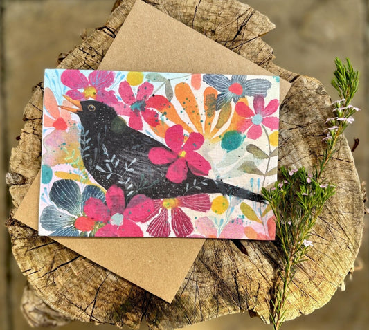 Plantable Seed Paper Birthday Card: Floral Eco - Friendly Card - Erika's Whimsical Art