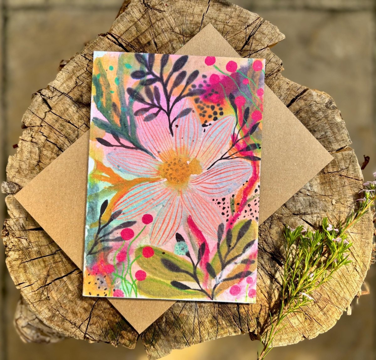 Plantable Seed Paper Birthday Card: Floral Eco - Friendly Card - Erika's Whimsical Art