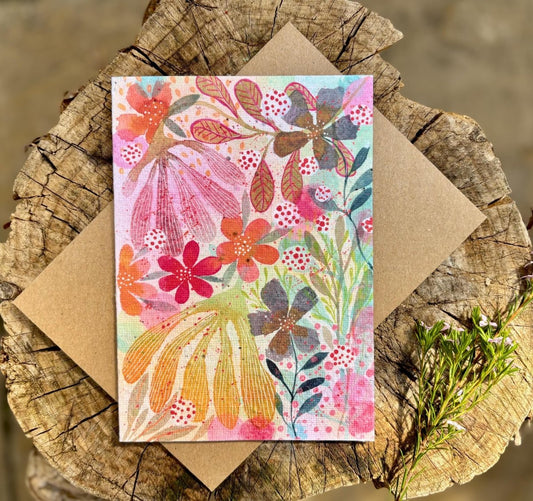 Plantable Seed Paper Birthday Card: Floral Eco - Friendly Card - Erika's Whimsical Art