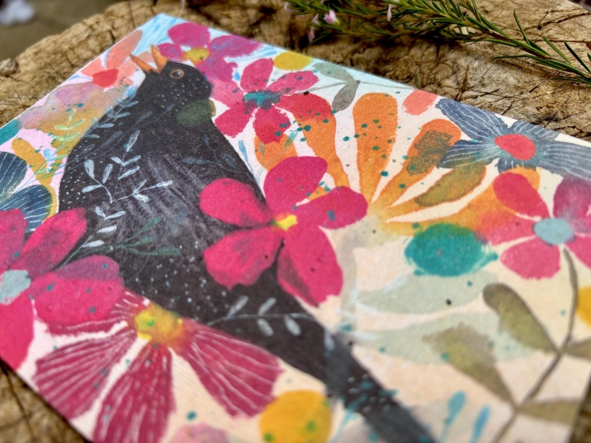 Plantable Seed Paper Birthday Card: Floral Eco - Friendly Card - Erika's Whimsical Art