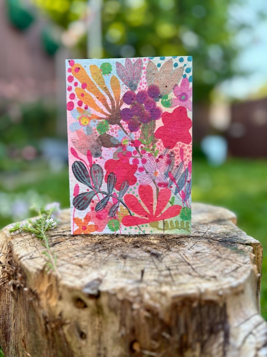 Plantable Seed Paper Birthday Card: Floral Eco - Friendly Card - Erika's Whimsical Art