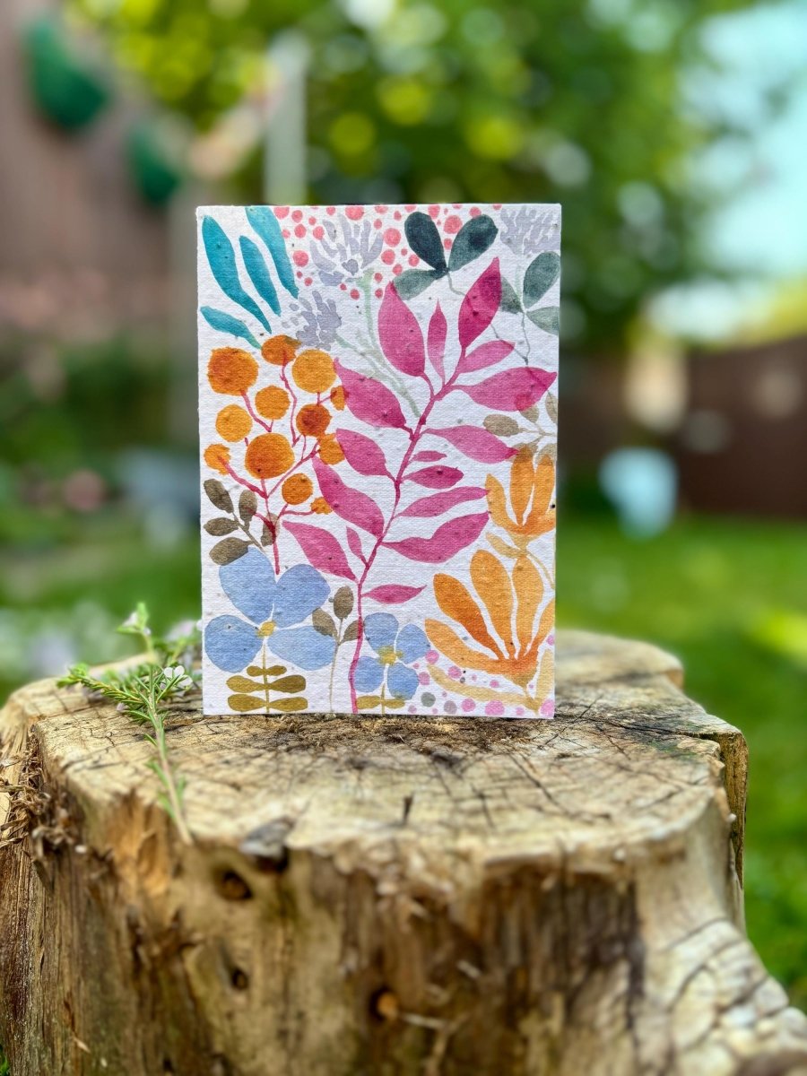 Plantable Seed Paper Birthday Card: Floral Eco - Friendly Card - Erika's Whimsical Art