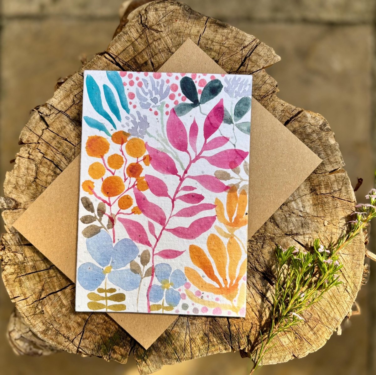 Plantable Seed Paper Birthday Card: Floral Eco - Friendly Card - Erika's Whimsical Art