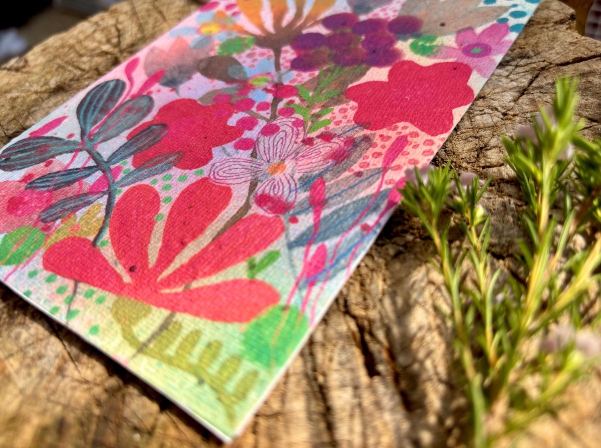 Plantable Seed Paper Birthday Card: Floral Eco - Friendly Card - Erika's Whimsical Art