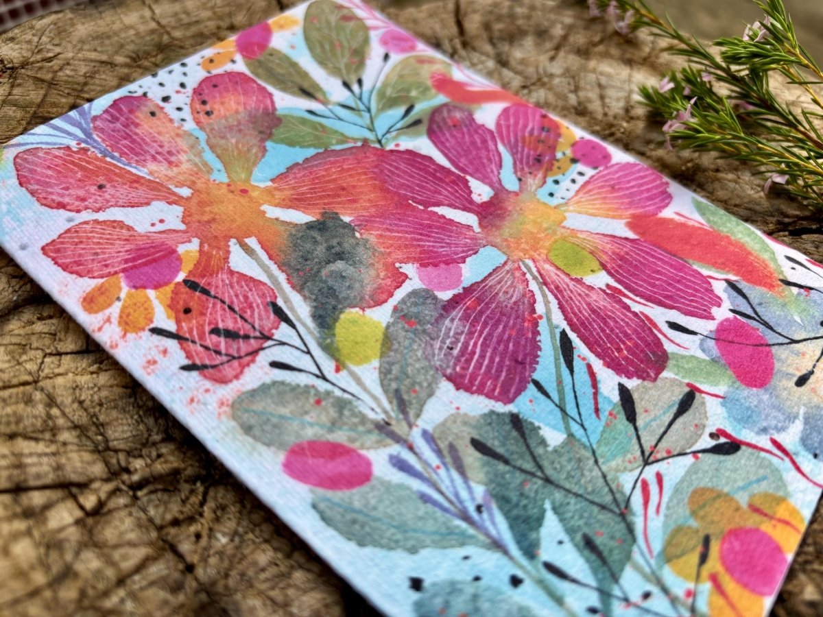 Plantable Seed Paper Card Birthday: Floral Eco - Friendly Gift - Erika's Whimsical Art