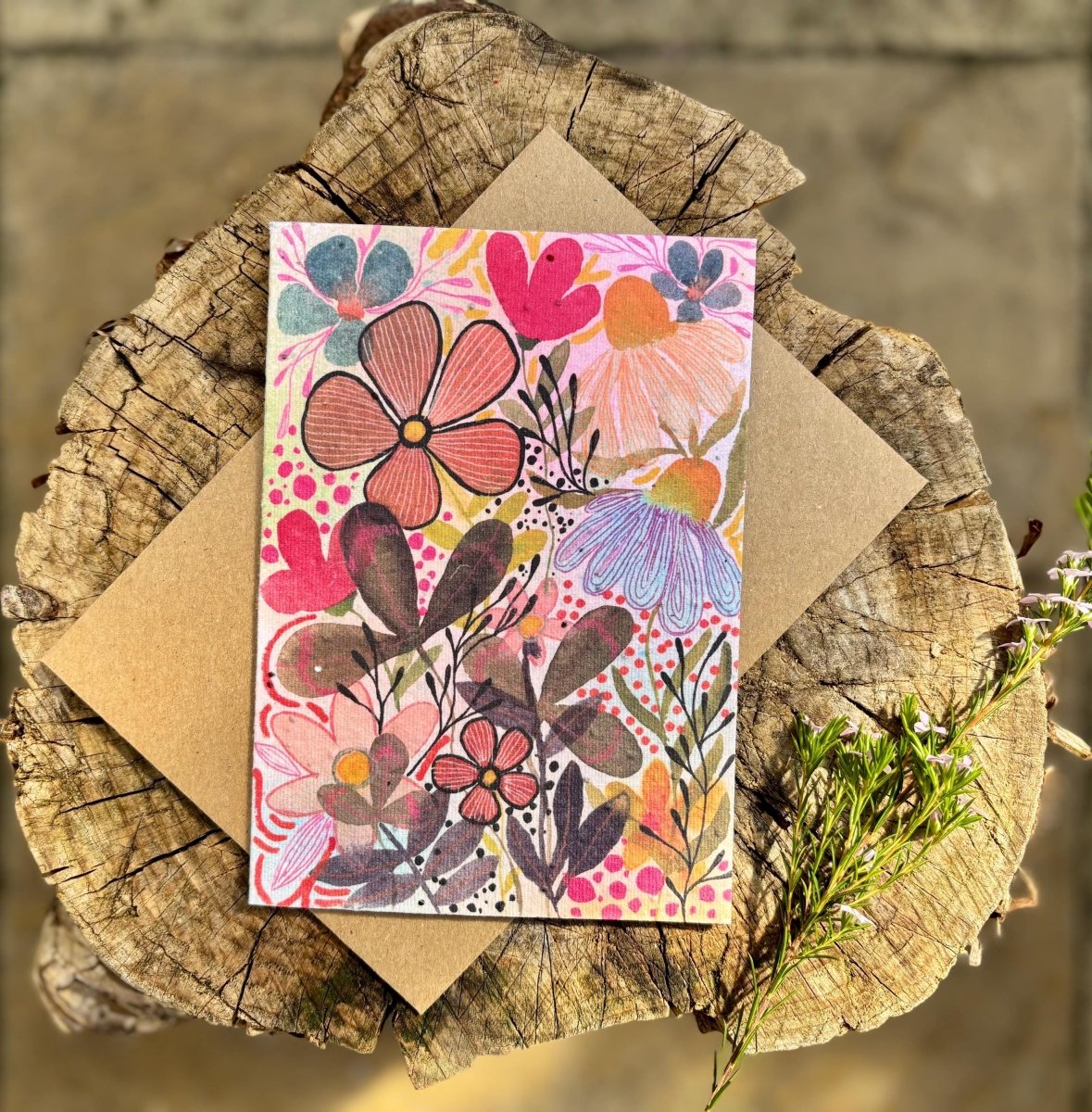 Plantable Seed Paper Birthday Card: Floral Eco - Friendly Gift - Erika's Whimsical Art