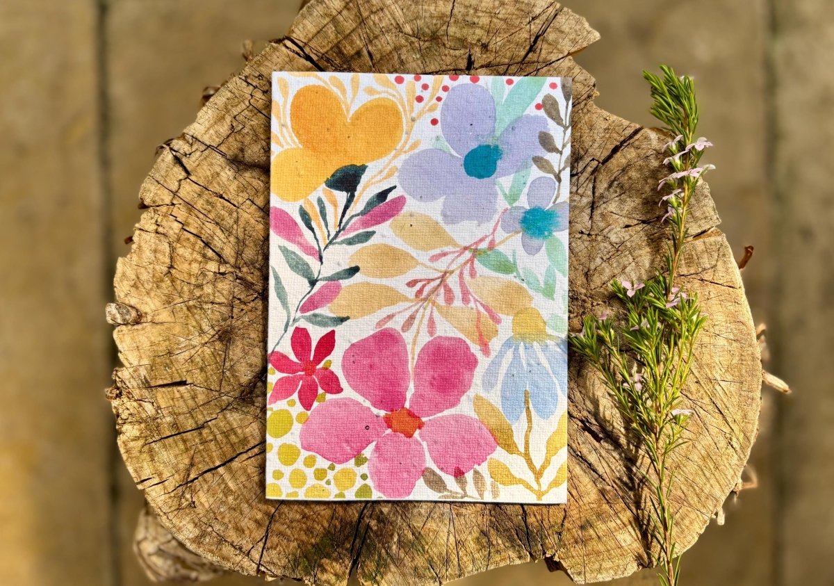 Plantable Seed Paper Birthday Card: Floral Eco - Friendly Gift - Erika's Whimsical Art