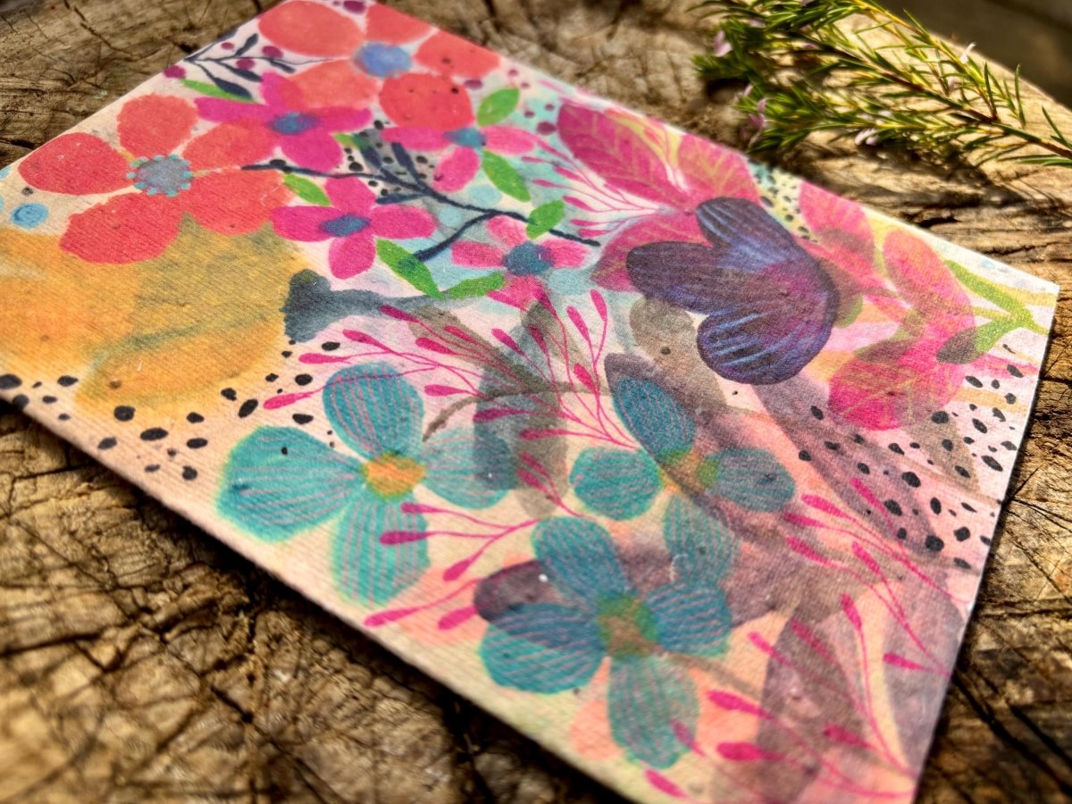 Plantable Seed Paper Birthday Card: Floral Eco - Friendly Gift - Erika's Whimsical Art