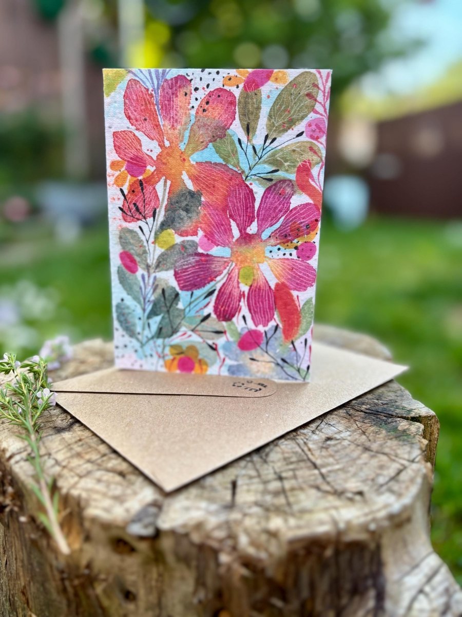 Plantable Seed Paper Card Birthday: Floral Eco - Friendly Gift - Erika's Whimsical Art