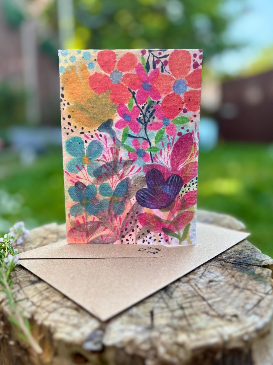 Plantable Seed Paper Birthday Card: Floral Eco - Friendly Gift - Erika's Whimsical Art