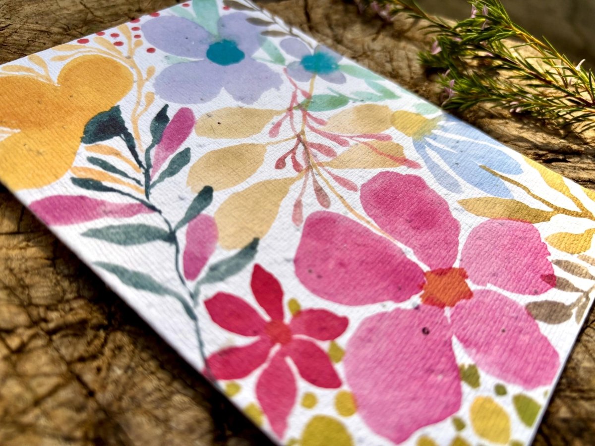 Plantable Seed Paper Birthday Card: Floral Eco - Friendly Gift - Erika's Whimsical Art