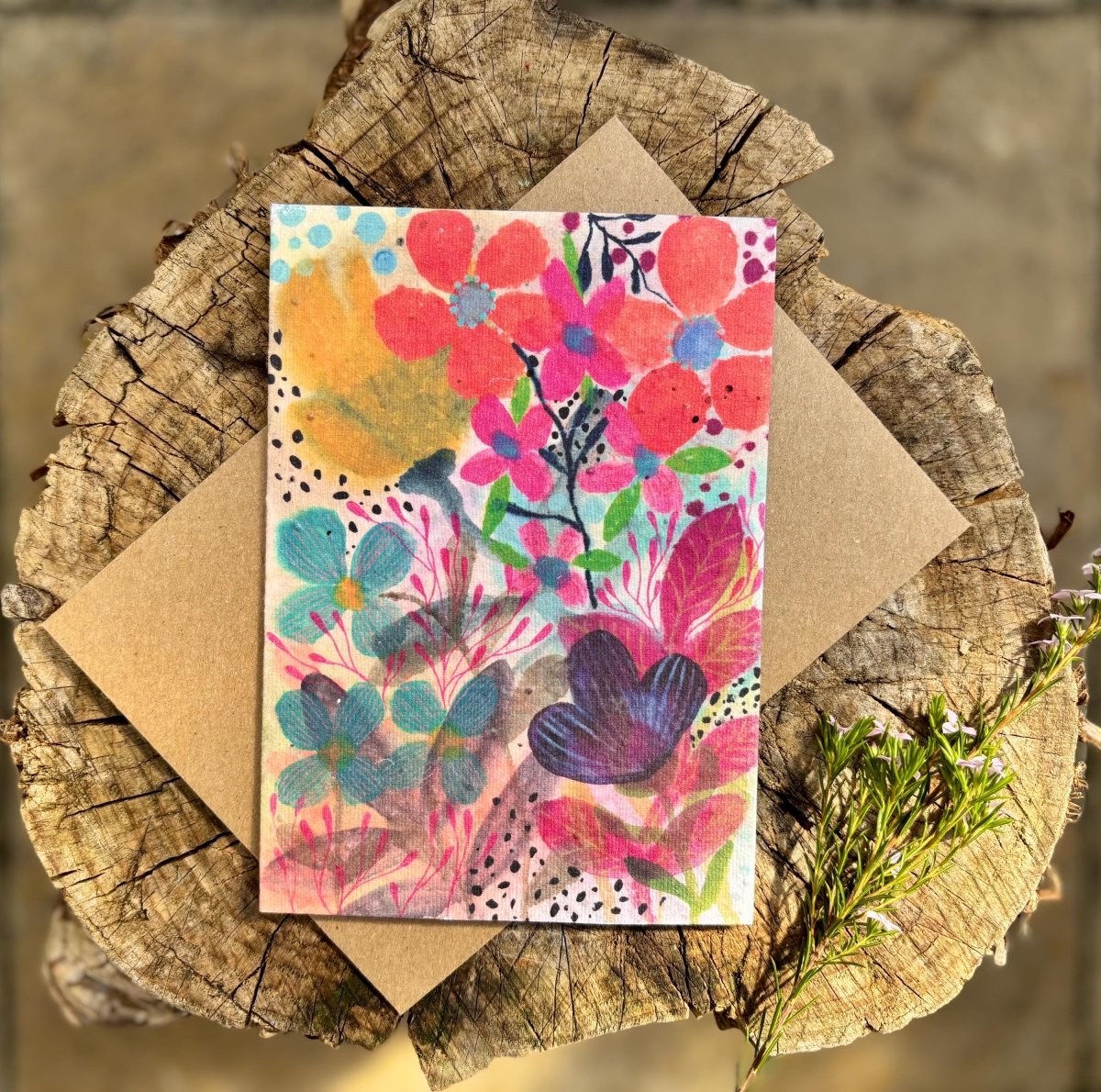 Plantable Seed Paper Birthday Card: Floral Eco - Friendly Gift - Erika's Whimsical Art