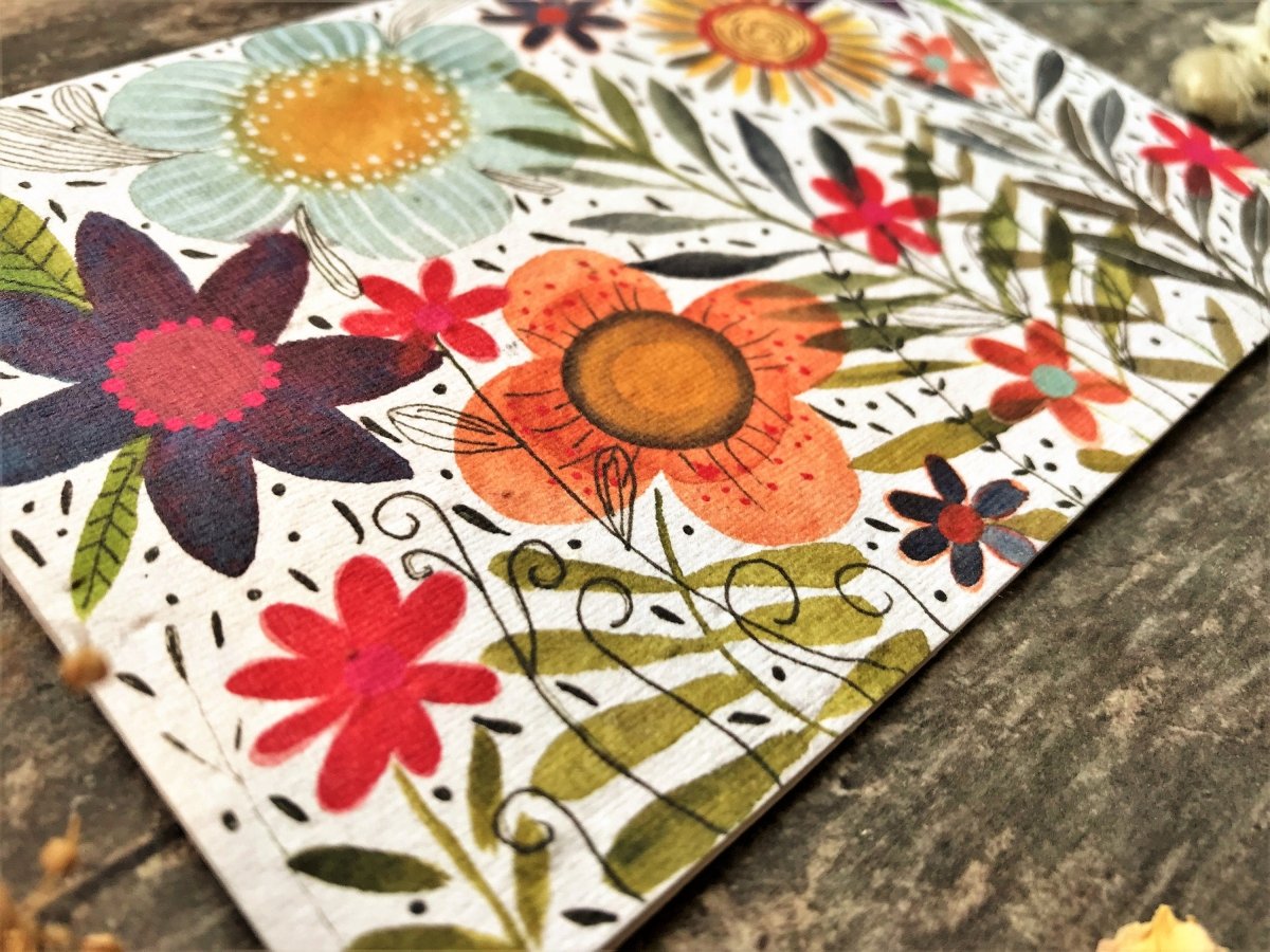 Plantable Seed Paper Birthday Card: Floral Eco - Friendly Gift - Erika's Whimsical Art