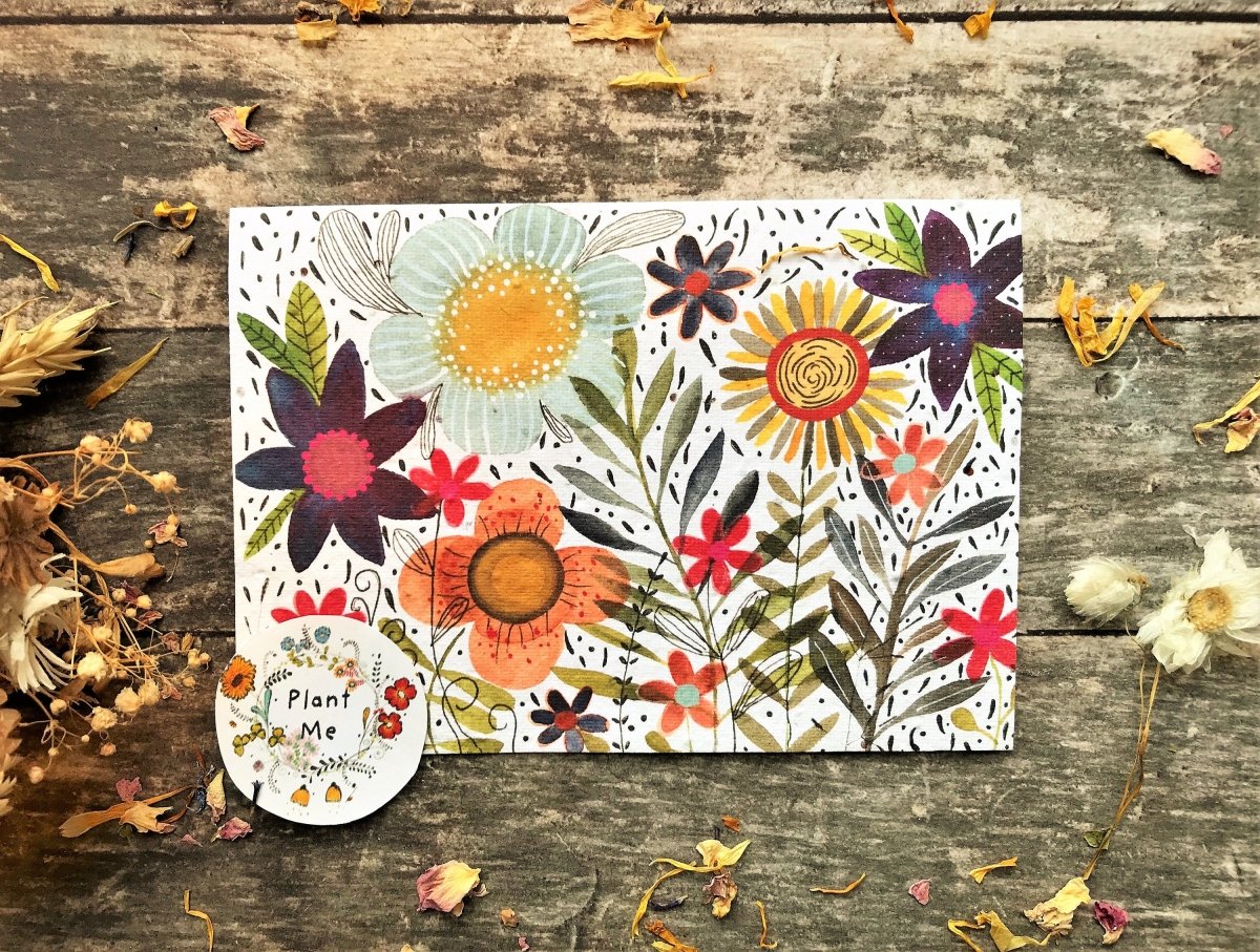 Plantable Seed Paper Birthday Card: Floral Eco - Friendly Gift - Erika's Whimsical Art