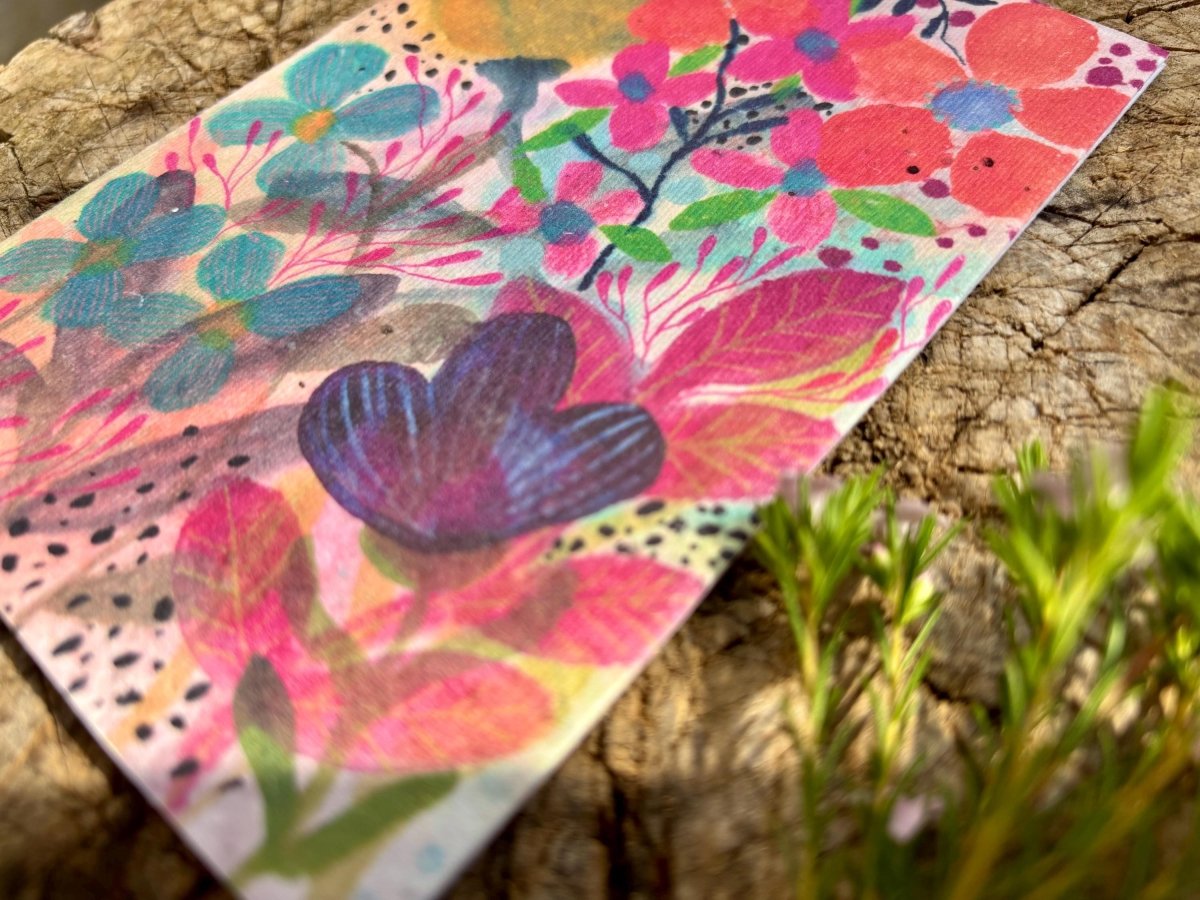 Plantable Seed Paper Birthday Card: Floral Eco - Friendly Gift - Erika's Whimsical Art