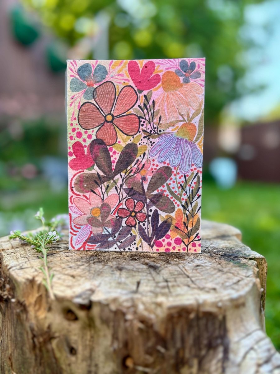 Plantable Seed Paper Birthday Card: Floral Eco - Friendly Gift - Erika's Whimsical Art
