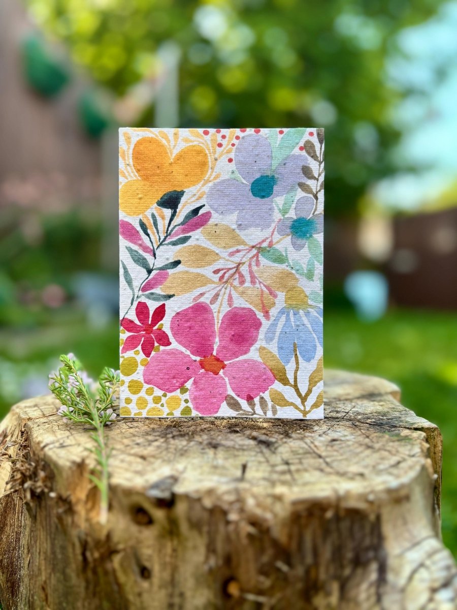 Plantable Seed Paper Birthday Card: Floral Eco - Friendly Gift - Erika's Whimsical Art