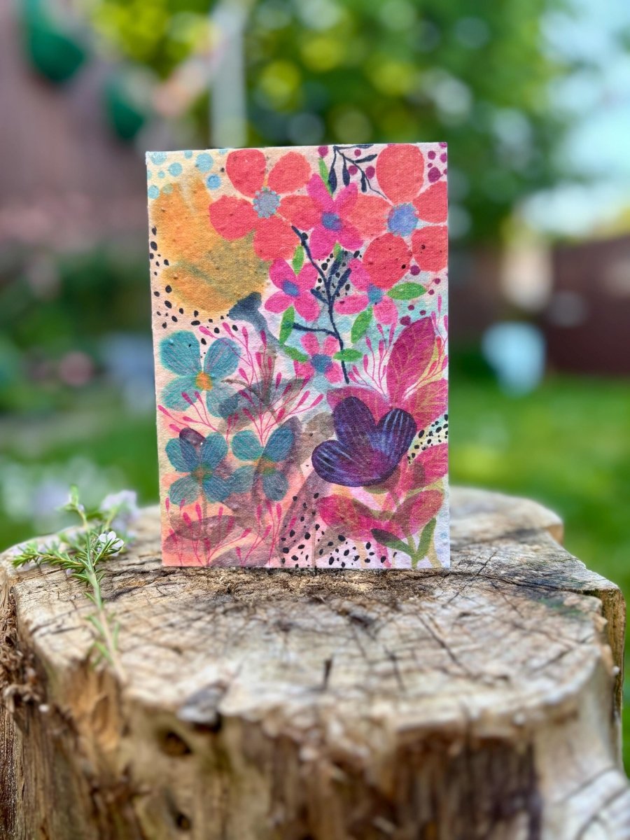 Plantable Seed Paper Birthday Card: Floral Eco - Friendly Gift - Erika's Whimsical Art