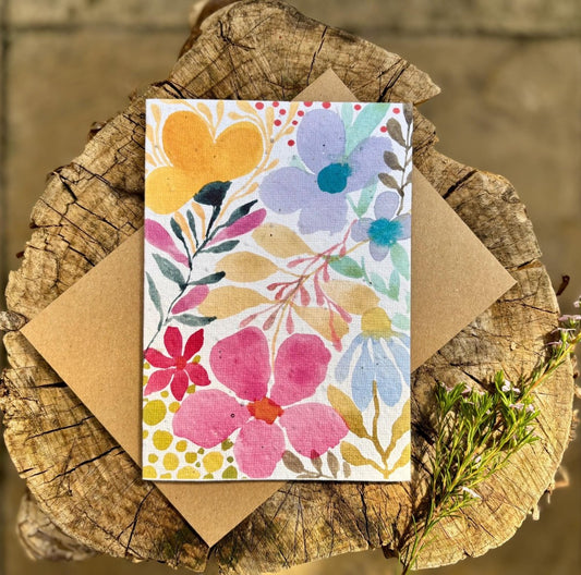 Plantable Seed Paper Birthday Card: Floral Eco - Friendly Gift - Erika's Whimsical Art