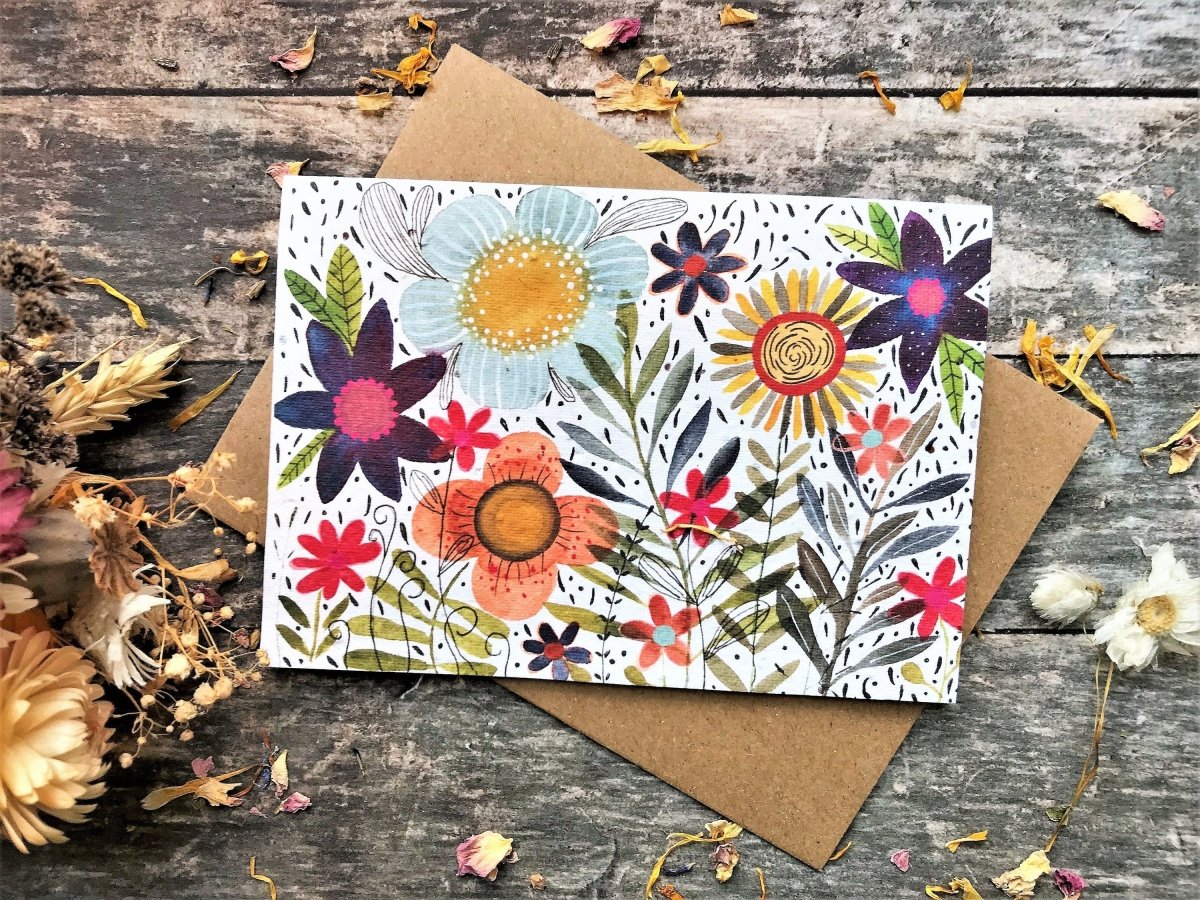 Plantable Seed Paper Birthday Card: Floral Eco - Friendly Gift - Erika's Whimsical Art