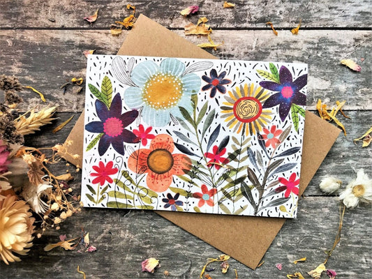 Plantable Seed Paper Birthday Card: Floral Eco - Friendly Gift - Erika's Whimsical Art